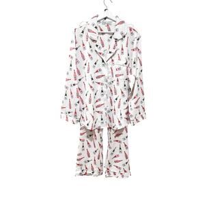 NWOT Toss Designs 2PC Pajama Set Womens XL Cream Champagne Print Tencel